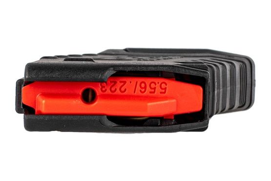Amend2 30 round AR15 magazine texas edition features a bright orange follower